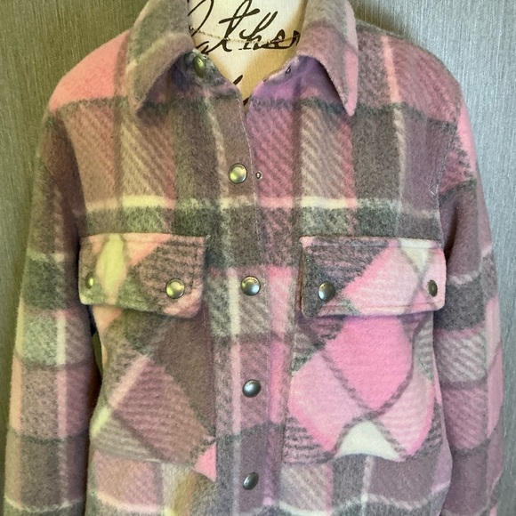 Blank NYC Pink and Gray Plaid Jacket Size Medium - Picture 2 of 12